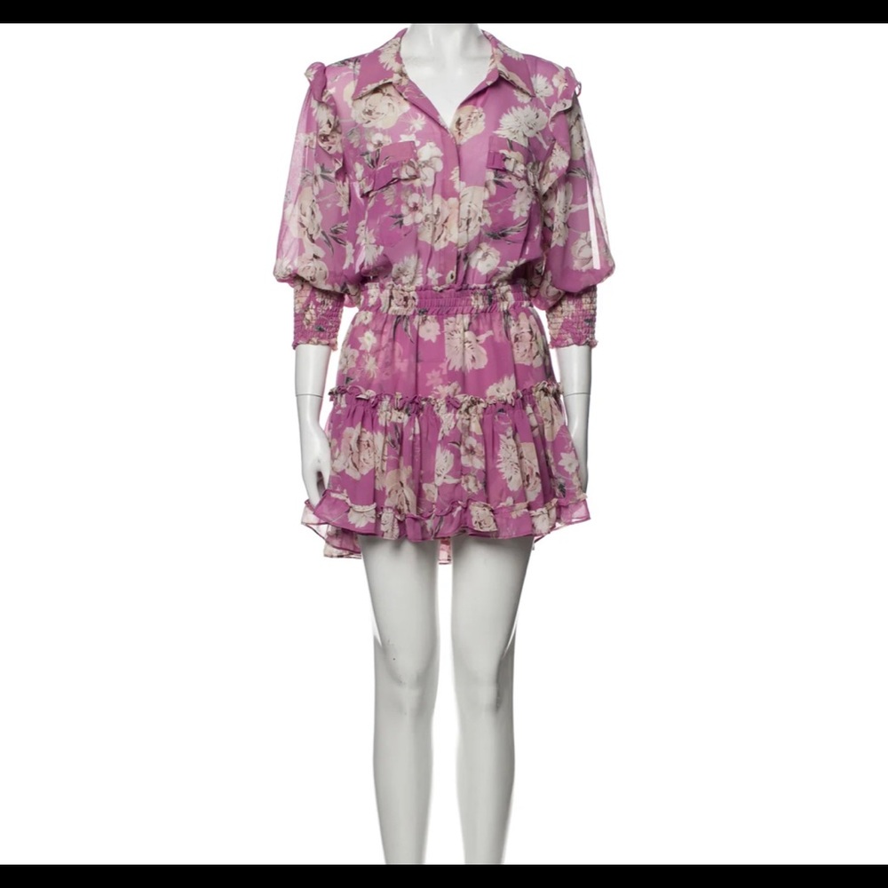 MISA Los Angelos Lorena Floral long-sleeve mini dress